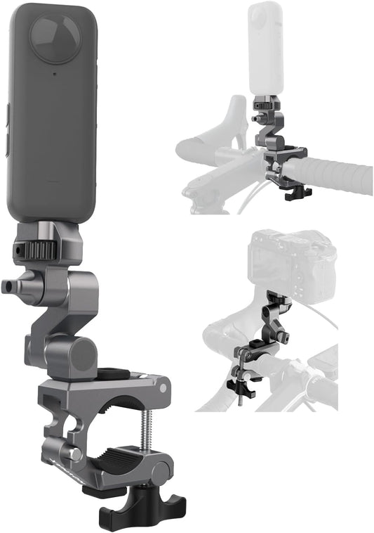 Movmax Super Camera Clamp Mount Compatible with GoPro Max Hero, DJI Osmo 360 Action 5 Pro 4 3, Insta 360 X4 X5, Camera Mount Clamp, Action Camera Accessories for Round Tube E-Bike/Bicycle/Motorcycle.