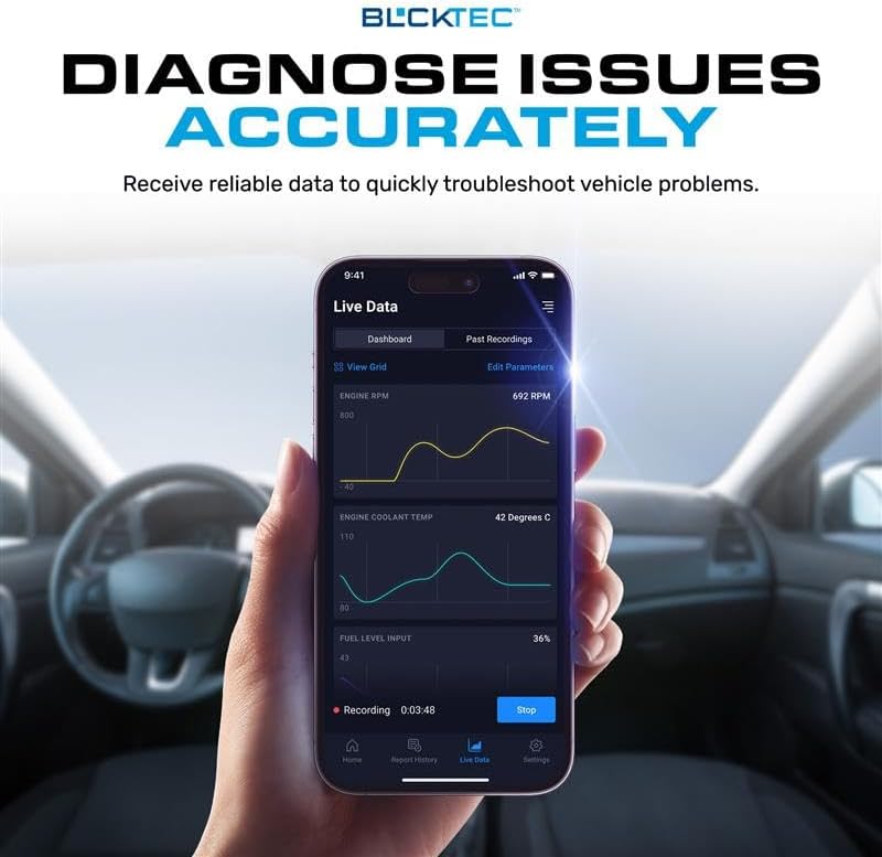 BLCKTEC 410 Bluetooth OBD2 Scanner for iPhone & Android, No Subscription Fee, OBDII Car Code Reader, Diagnose Check Engine Light, Supports OBD2 Compliant Vehicles 1996 and Newer