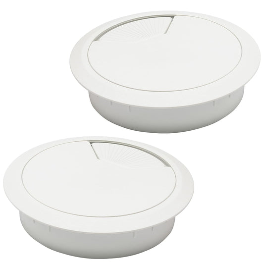 Desk Grommet 3-1/8" (80 mm), Desk Cord Hole Cover, Cable Grommet ABS Plastic, Desk Hole Grommet for Office and Home Table Cable, Detachable Adjustable Cable Cord Organizer (White 2 Pcs)