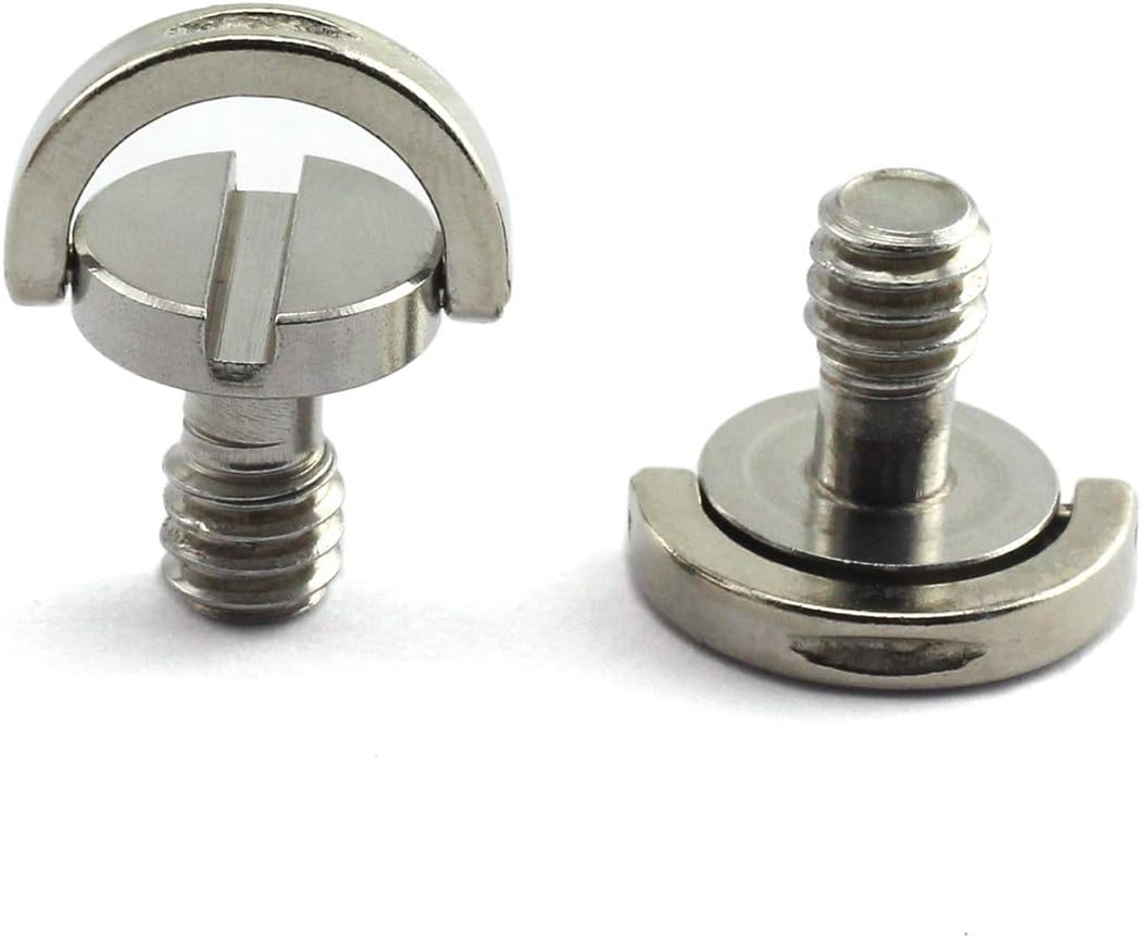 HJ Garden 2pcs 1/4-20 Thread D-Ring Stainless Steel Camera Fixing Screws for Camera Tripod Monopod QR Plate,D Shaft Quick Release Plate Mounting Screw 10mm Length