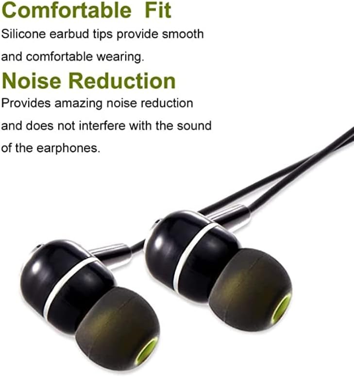 Earbuds Replacement Tips Silicone Earbud Tips Ear Gels Fit for Inner Hole from 3.8mm - 5.1mm Earphones 9 Pairs S/M/L Black-Green
