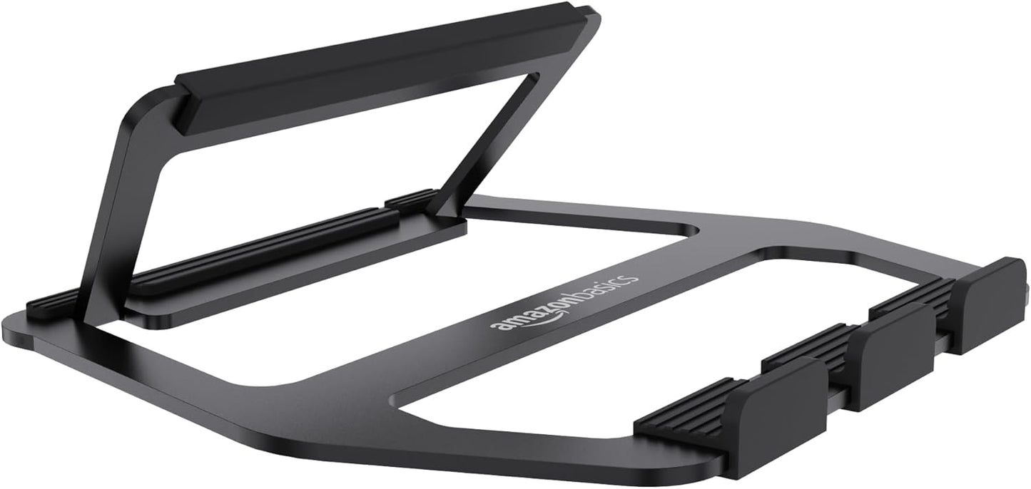 Amazon Basics Aluminum Portable Foldable Laptop Support Stand for Laptops up to 13", Black
