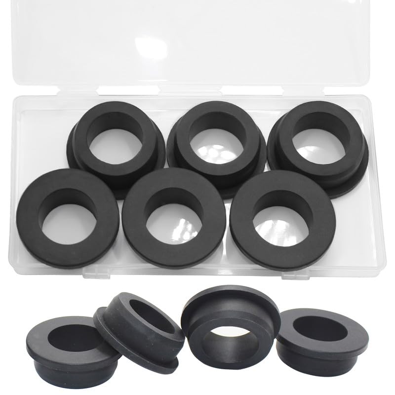 6 Pcs 1-1/2" Drill Hole, 1-1/8" ID Silicone Rubber Grommets for Wiring, Firewall Hole Plug, Top Hat Grommets for Vinyl Tubing in Hydroponic and Irrigation Systems Metal Wall Drywall