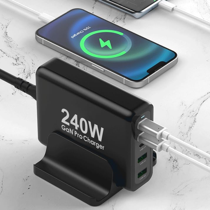 240W USB C Charger, GaN Tech 5-Ports PD 100W PPS45W QC3.0 30W Super Fast Charging Station for MacBook Pro iPad iPhone 15 14 Samsung S23 S22 Pixel and More