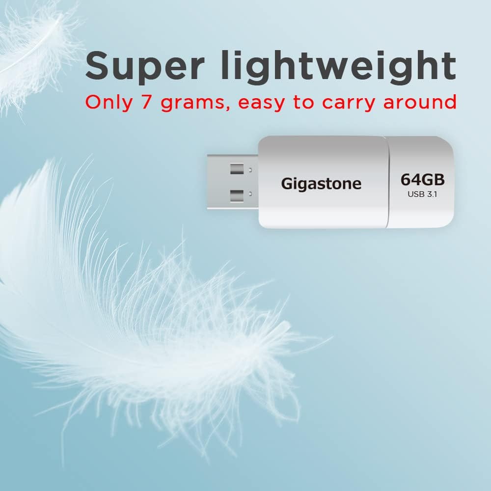GIGASTONE 64GB Flash Drive (2 Pack) Z60 USB 3.2 Gen 1, 100MB/s Ultra Fast, Retractable Capless Slider Design, Data Storage, Backup for PC/Mac/TV/Car Audio, USB 2.0/3.0/3.1 Compatible