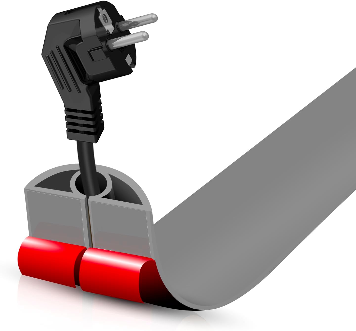 Floor Cord Cover Self Adhesive Cord Hider,3.3FT Cable Management, Extension Strip Protector for Wires, Prevent Cable Trips for Offices, Gyms, Exhibitions Cavity:0.3"(W) x 0.28"(H) Gray