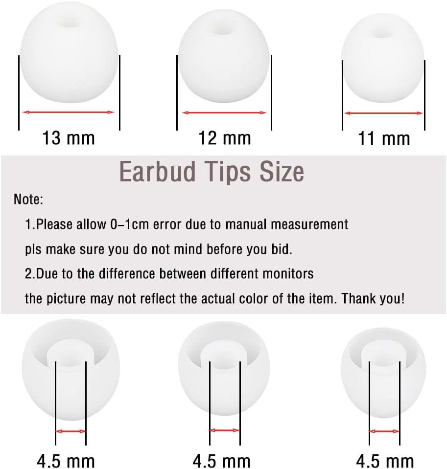 18 Pairs Silicone Ear Tips Replacement Earbud Tips for in- Ear Headphones Ear Covers (Inner Hole from 3.8mm-5.5mm Earphones) Earbud Replacement Tips Ear Bud Rubber Tips S M L