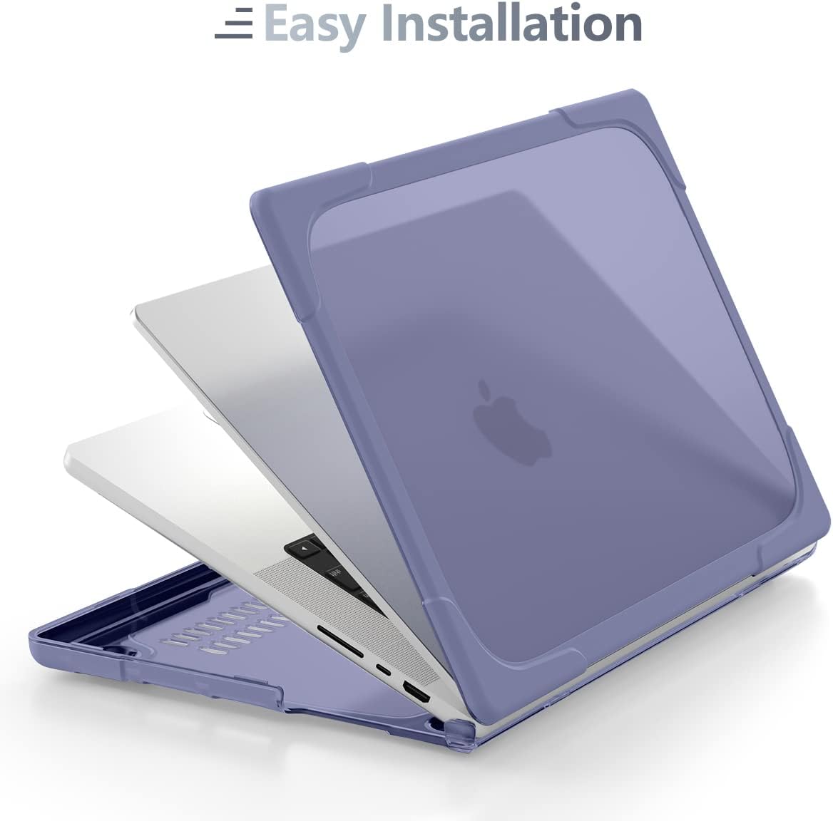 Batianda Compatible with New MacBook Pro 16 inch Case 2024 M4 Chip 2023 2021 Release with M3 M2 Pro Max, Heavy Duty Protective Plastic Hard Shell with Fold Kickstand & Keyboard Cover, Lavender Grey
