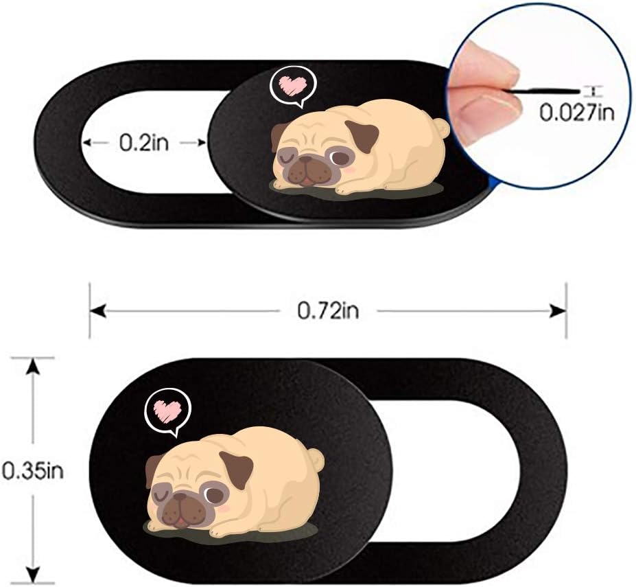 Laptop Camera Cover Slide 3 Pack Ultra Thin Slide Computer Webcam Covers for Echo Show, iPhone, iPad, Tablet, Chromebook, PC - Pug