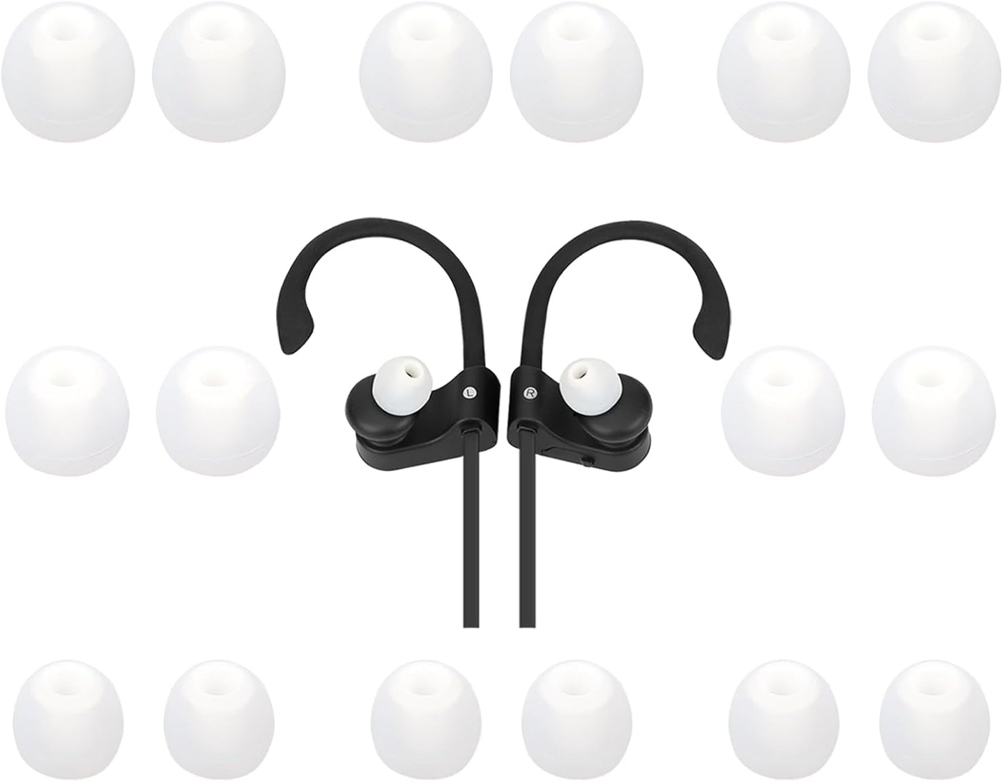 Earbud Replacement Tips Silicone Earbud Tips Fit Most in-Ear Earbuds(Inner Hole 3.8mm -5.1mm) Headphone Ear Bud Covers 9 Pairs S M L