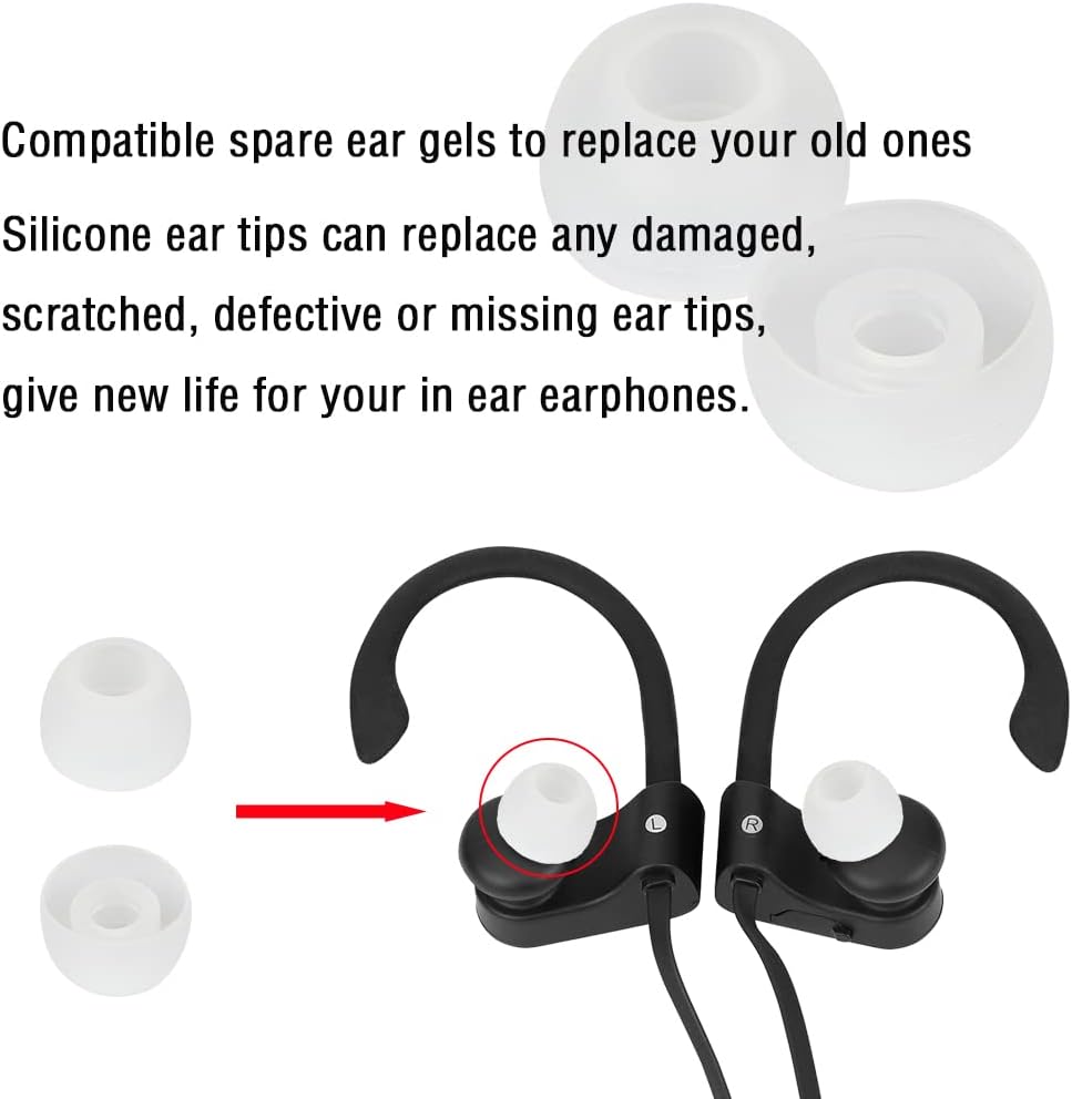 10 Pairs Silicone Medium Replacement Ear Tips - Eartips for In-Ear Headphones - Rubber Tips Earbud Covers - Earbud Cap (White)