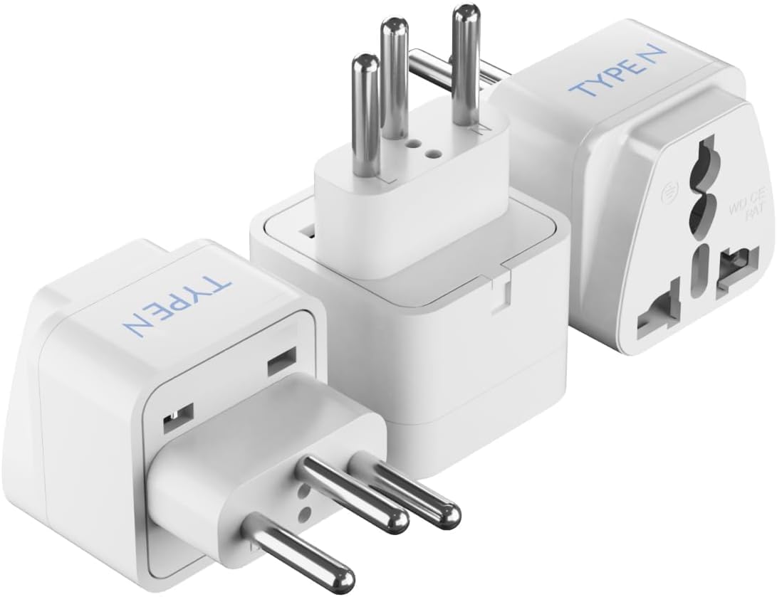 Ceptics Brazil Travel Plug Adapter (Type N) - 3 Pack [Grounded & Universal] (GP-11C-3PK)