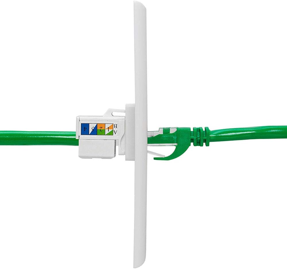 Cmple - 10 Pack Cat6 Keystone Jack Insert Punch Down RJ45 Connectors RJ45 Keystone Jack 90 Degree Female for Wall Plates, Patch Panels, Patch Cables, Ethernet Cables - White