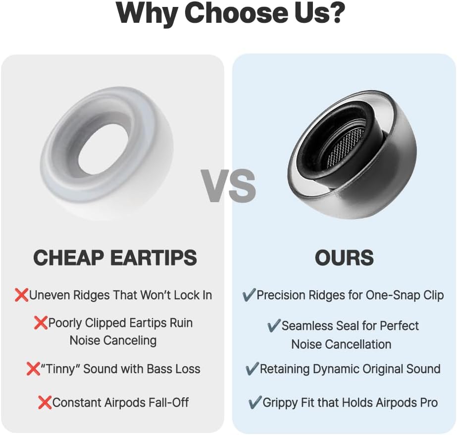 AZLA Crystal for Airpods Pro 1st & 2nd Gen (2-Pair, S) – Airpod Pro Ear Tip Replacement – Airpod Pro Tips with Premium Silicone