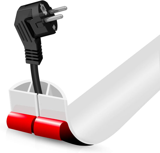 Floor Cord Cover Self Adhesive Cord Hider,3.3FT Cable Management, Extension Strip Protector for Wires, Prevent Cable Trips for Offices, Gyms, Exhibitions Cavity:0.39"(W) x 0.27"(H) White