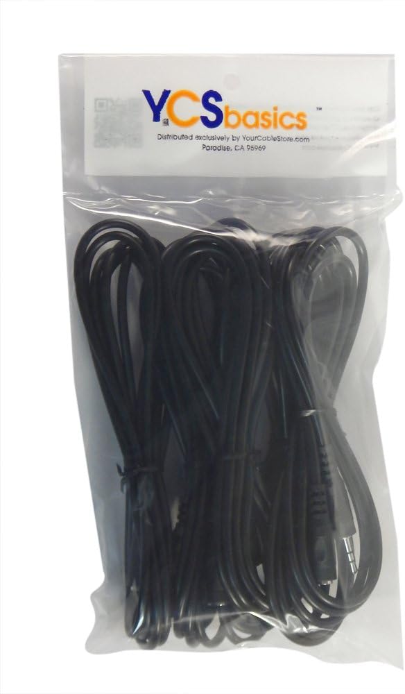 Five Pack of YCS Basics 6 Foot 3.5mm Headphone Extension Cables Male/Female