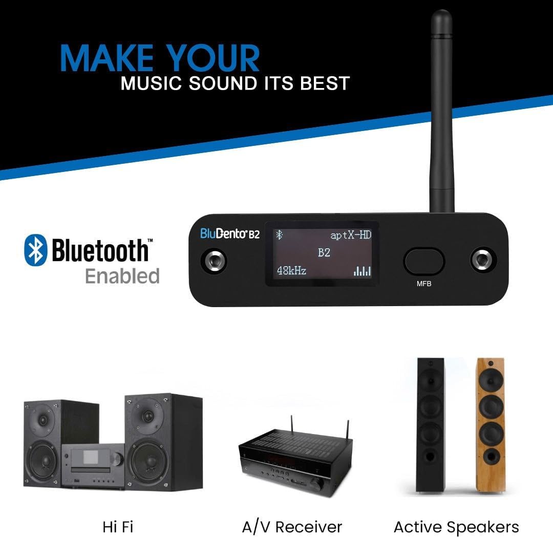 B2 aptX HD, LDAC Hi-Fi Bluetooth 5.1 Audio Receiver,Bluetooth Adapter with ESS DAC, Analog Stereo RCA Output, Enhanced Working Range,OLED Display, Digital Coaxial & Optical Outputs