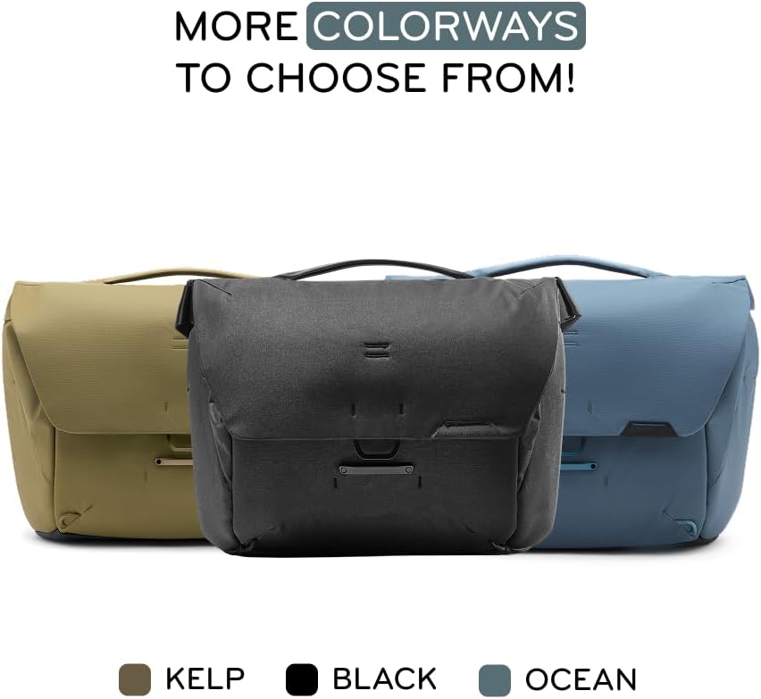 Peak Design Everyday Messenger V3 13L, Kelp, Weatherproof Camera and Work Bag with Laptop Sleeve, Expandable, MagLatch Closure, FlexFold Dividers, Fits 13" Laptop, Messenger Bag for Men and Women