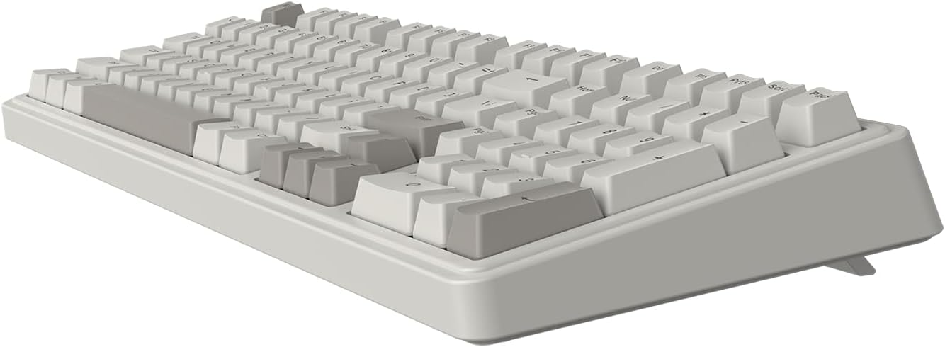 FIRSTBLOOD ONLY GAME. AK980 Wired Mechanical Keyboard, 101Keys Full Layout, Gasket Mount, Hot-Swappable USB Gaming Keyboard with Red Switches, Anti-Ghosting, Retro Grey-White