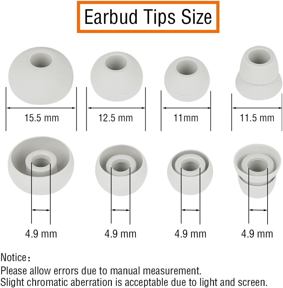 4 Pairs Silicone Ear Tips Earbuds Replacement Tips Earbuds Cap Eartips Tips Compatible with Powerbeats 1/2/3 Wireless Beats by Dre Headphones (Light Gray)