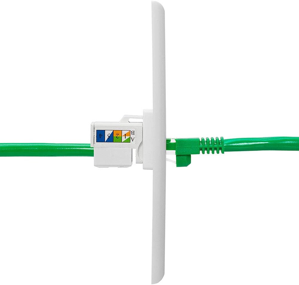 Cmple - 10 Pack Cat5e Keystone Jack Insert Punch Down RJ45 Connectors RJ45 Keystone Jack 90 Degree Female for Wall Plates, Patch Panels, Patch Cables, Ethernet Cables - White