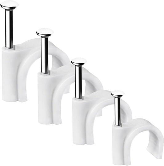 Cable Clips, 400 Pcs, 4mm 6mm 8mm 10mm, Wire Wall Clips with Steel Nails, Ethernet Cable Clips, Cable Tacks Coax Cable Clips, RG6 RG59 CAT6 RJ45 Cable Cord Clips, White…