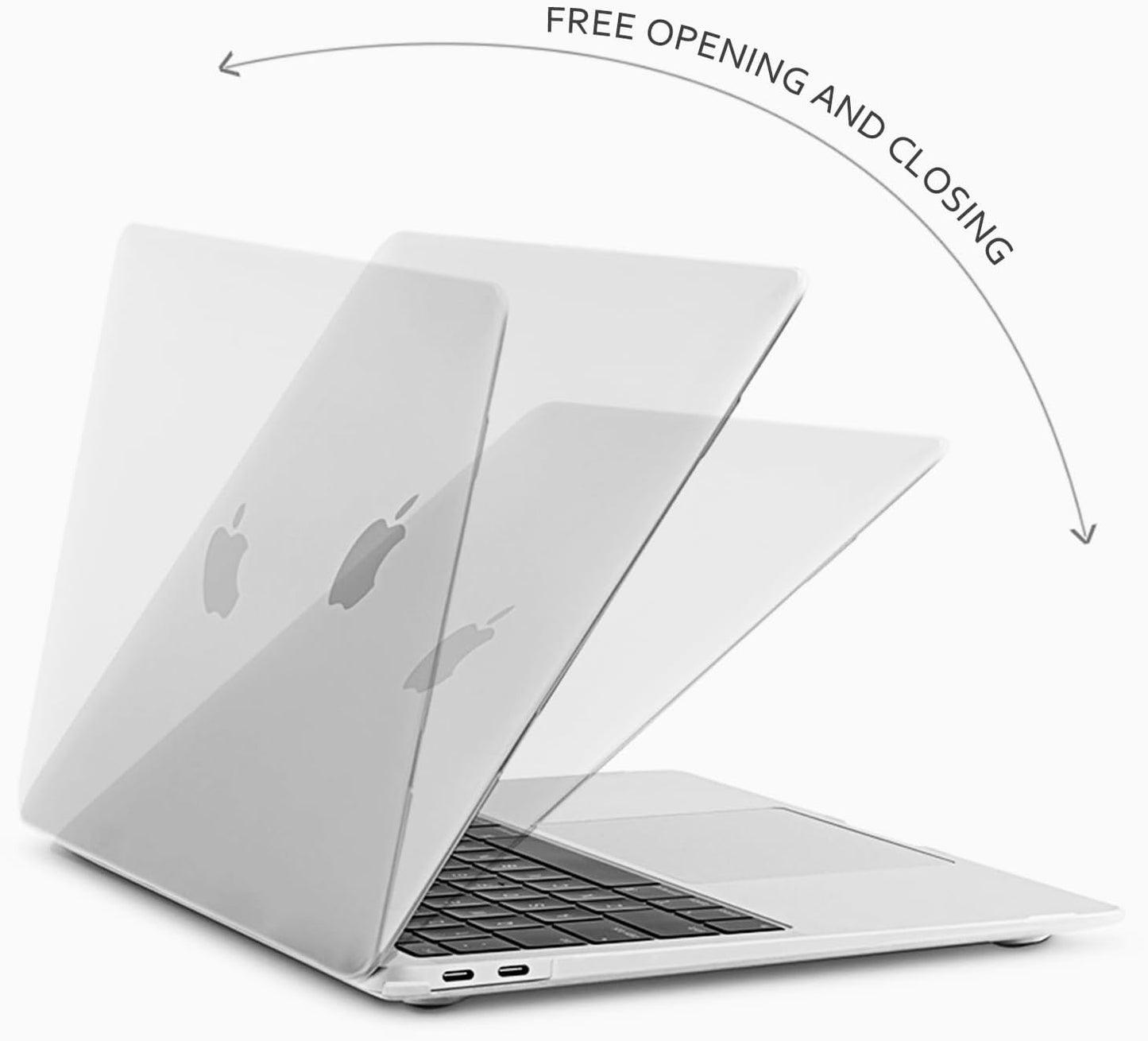 Crystal Clear Case for MacBook Pro 13 inch M2 M1 A2338 A2289 A2251 A2159 A1989 A1706 2023-2016 Release with Touch ID, 6 in 1 Plastic Hard Shell&Keyboard Cover&Screen Protector&Webcam Cover,Transparent