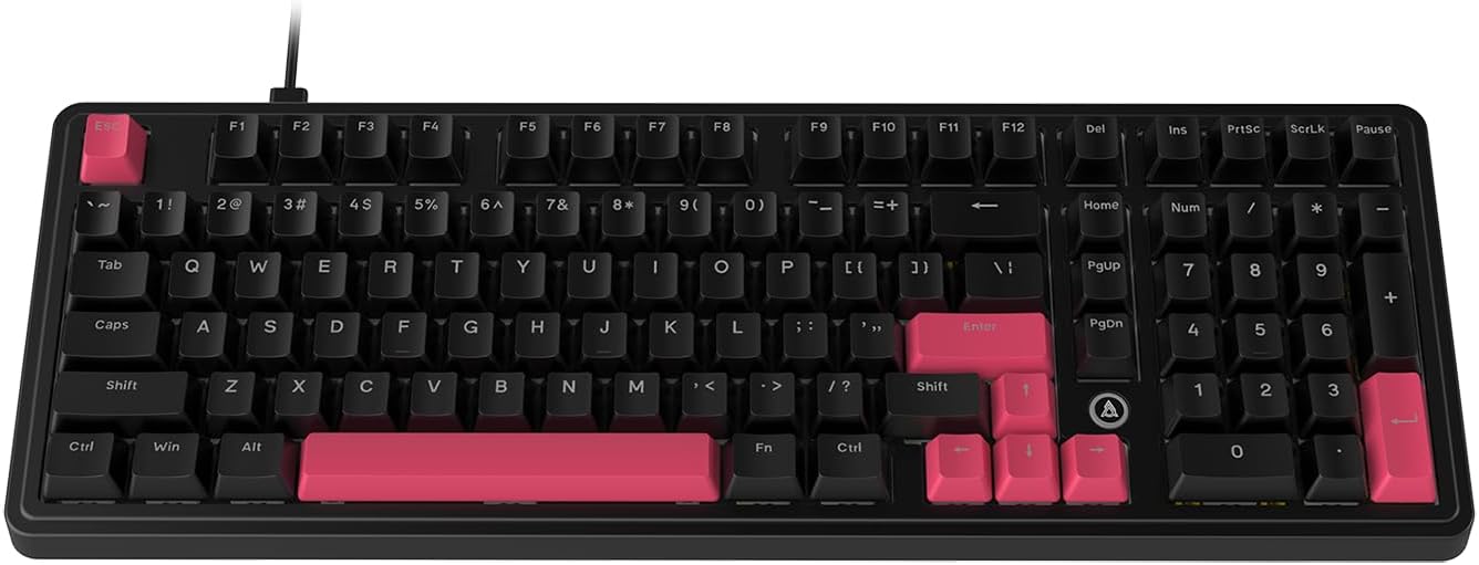 FIRSTBLOOD ONLY GAME. AK980 Wired Mechanical Keyboard, 101Keys Full Layout, Gasket Mount, Hot-Swappable USB Gaming Keyboard with Red Switches, Anti-Ghosting, Black-Red