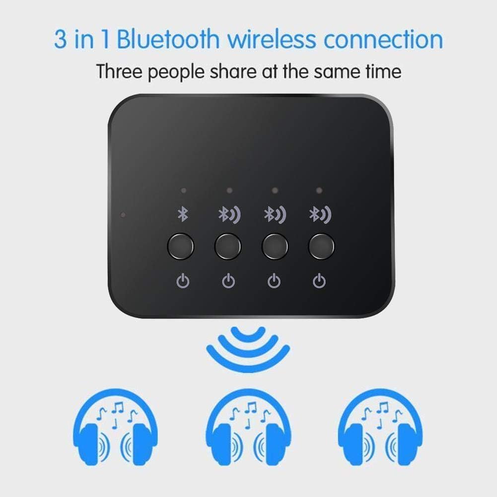 Bluetooth 4.0 Audio Sharer Audio Adapter 3.5mm Wired Stereo Music Sharing Device 1 in 3 Out Bluetooth and Audio Cable Connection Mode