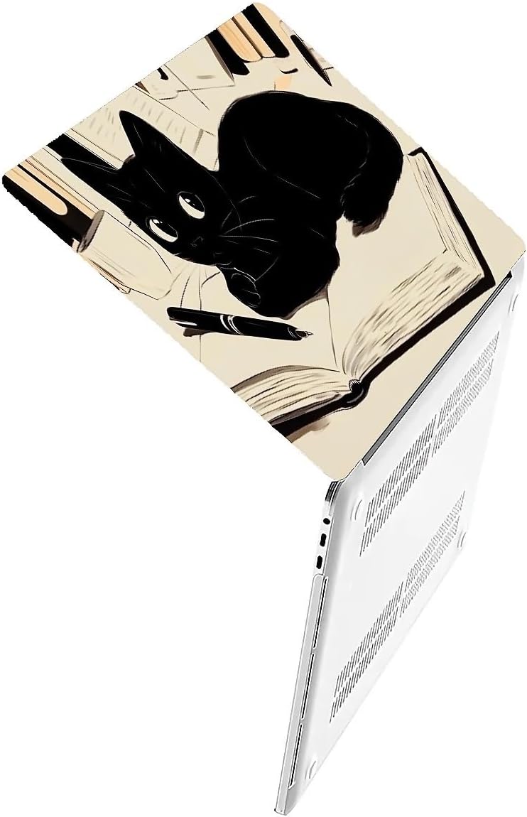 Compatible with MacBook Air 13.3 13.6 Inch Case 2022 2021 2020 2019 Plastic Hard Shell Case Cover,13.6 Air (A2681) M2 2022, Black Cat