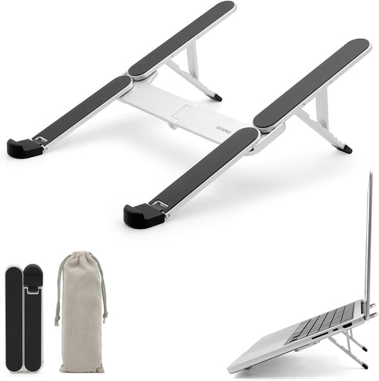 NSMO Laptop Stand - Foldable, Adjustable, Ergonomic Aluminum Stand with 5-Level Height Adjustment, Heat Dissipation, Non-Slip Design, Portable for 11”-16” Laptops, Gaming, Office, Travel