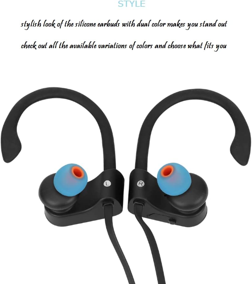 Earbuds Replacement Tips Silicone Earbud Tips Ear Bud Replacement Pieces Ear Gels Fit for Inner Hole from 3.8mm - 5.1mm Earphones 9 Pairs S/M/L Blue-Orange