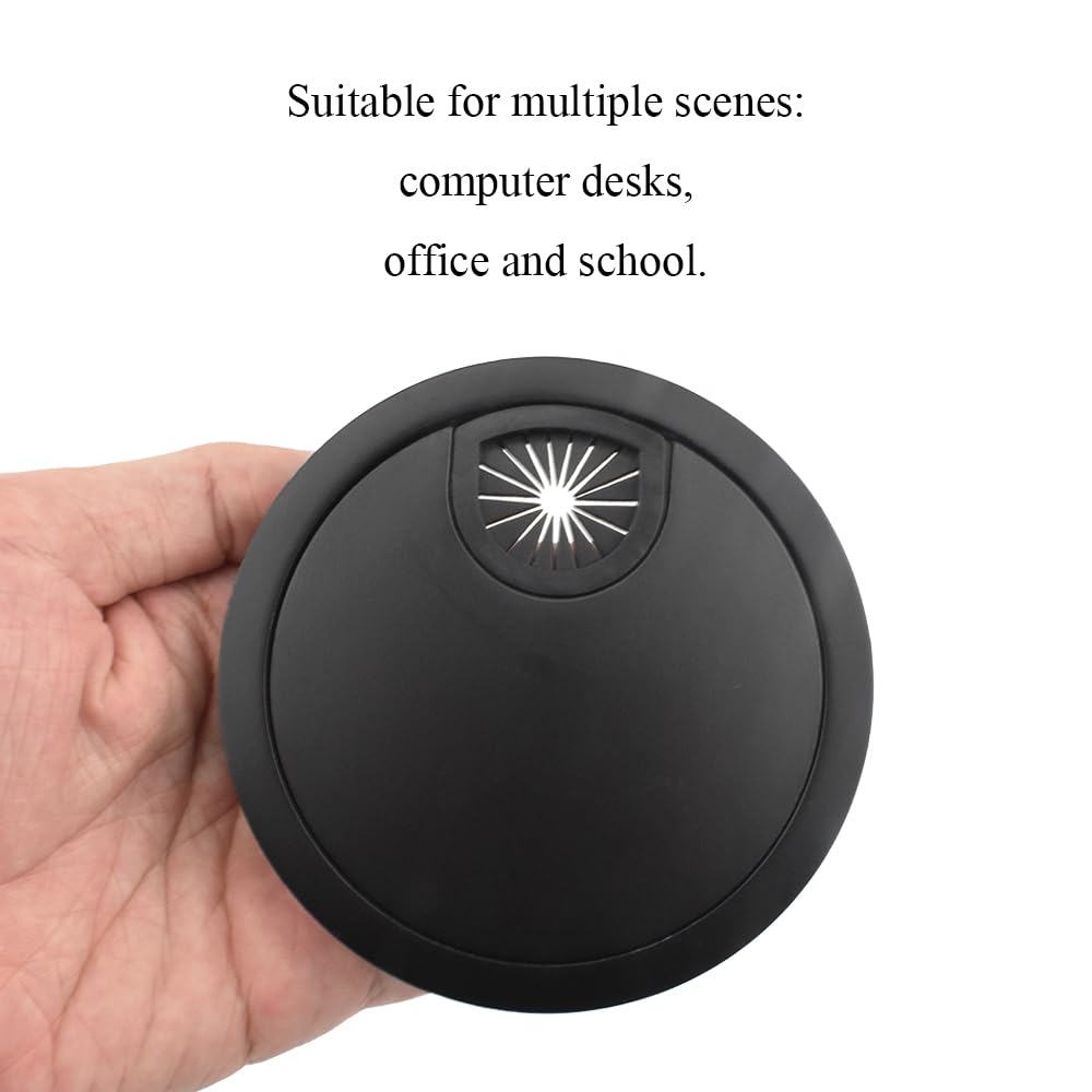 HAHIYO 1Pcs 3.15Inch/80mm Black Zinc Alloy Desk Grommet Wire Grommet Cable Management Cord Hole Cover Desk Wire Hole Insert Wire Organizer for Computer Office Home School Equipment Systems