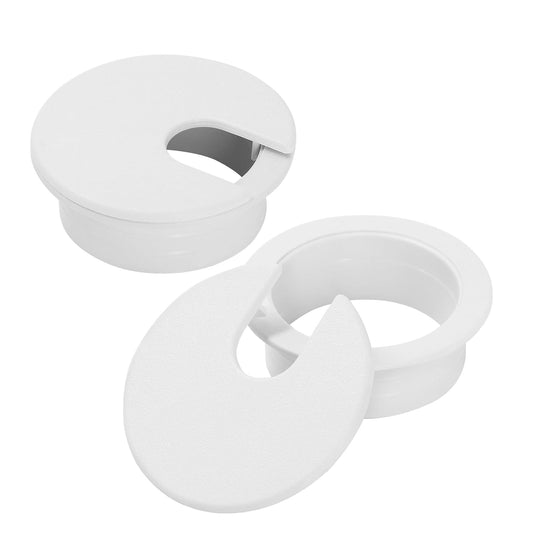1-3/8" White Desk Grommet, JTemgle Plastic Cable Hole Cover Computer Table Cord Wire Organizer Caps Desktop Cord Management for Home Office TV Stands Tabletops, 2 Pieces