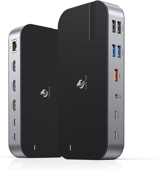 Laptop Docking Station,16 in 1 Docking Station USB C Docking Triple Monitor,USB C Dock Station with 3 HDMI,PD 100W, USB 3.1/3.0/2.0,RJ 45 Ethernet,SD/TF,Audio for Dell/HP/Lenovo