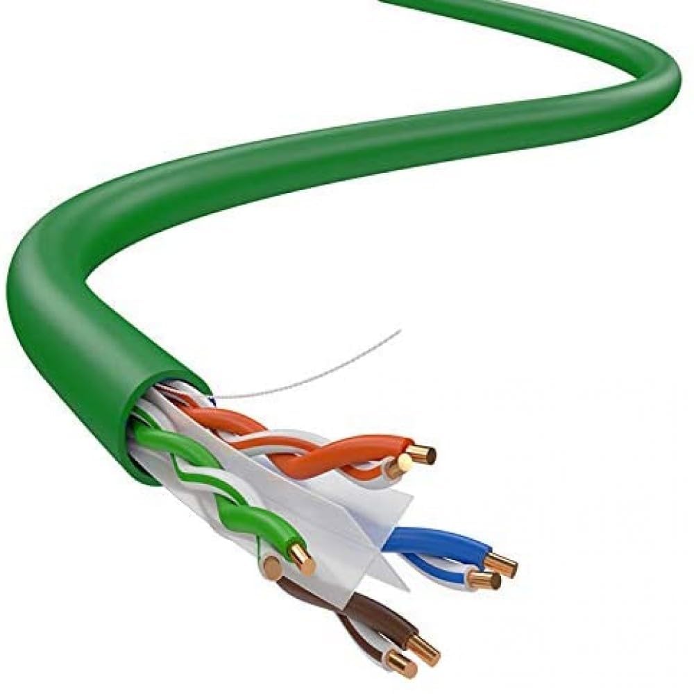 Dripstone CAT6 Ethernet Cable 1000ft Bulk Network LAN Wire 23AWG Solid UTP 550MHz High-Speed Internet Cable Gaming, Streaming, Office, Home Use, Pull Box, Cat6 Bulk, Stable Connectivity - Green