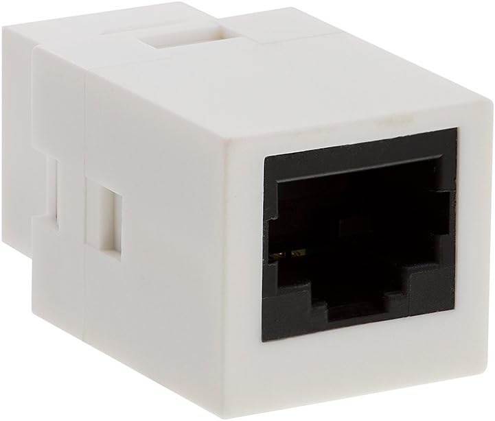 Cmple - Cat5e Inline Coupler Type Keystone Jack, Female to Female RJ45 Inline Coupler for Computer Networks, Laptops, Monitors - White