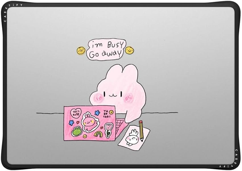 CASETiFY Impact MacBook Air 15" (M2-M4) Case [Cushioned Impact Corners/Scratch-Resistant/Anti-Slip Grip] - I'm Busy - Clear Black