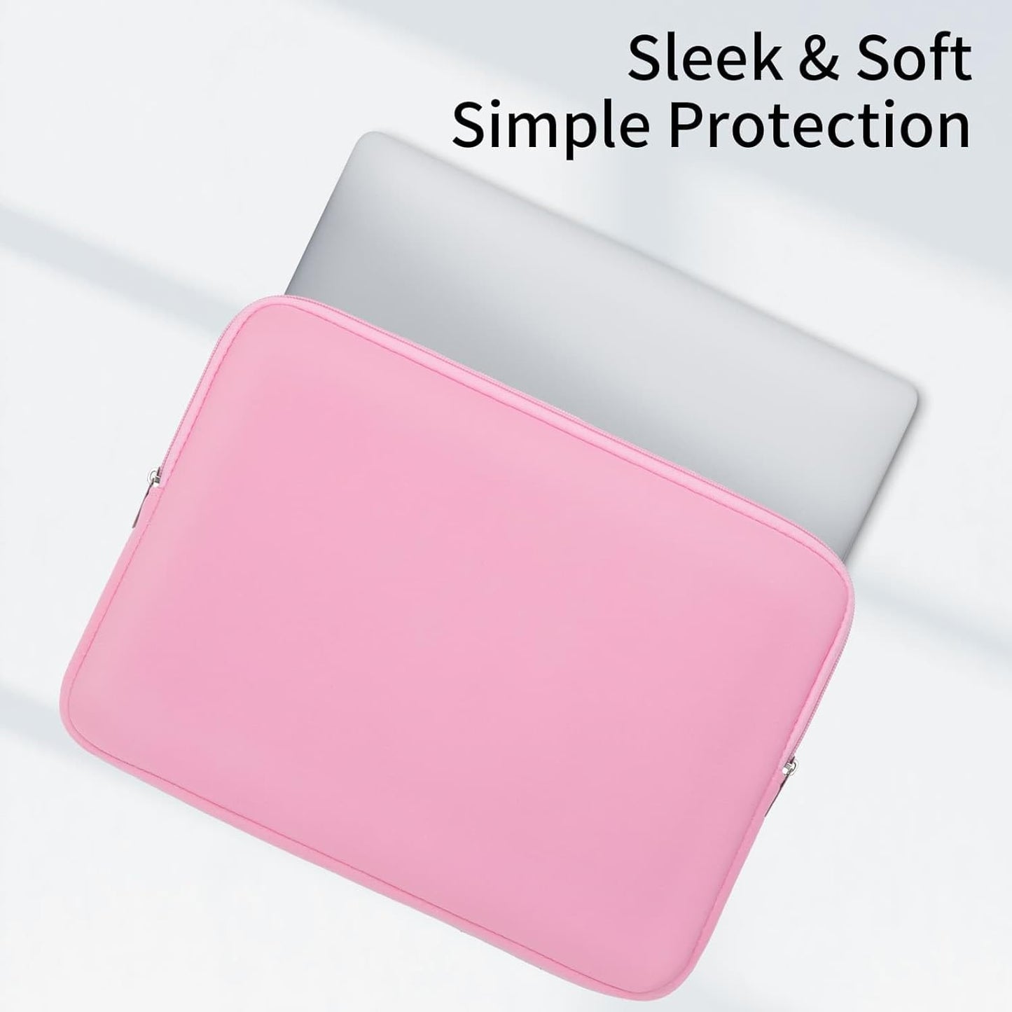 RAINYEAR 15.6 Inch Laptop Sleeve Protective Case Soft Lining Zipper Cover Padded Carrying Bag Compatible with 15.6" Notebook Computer Ultrabook Chromebook (Pink, Upgraded Version)
