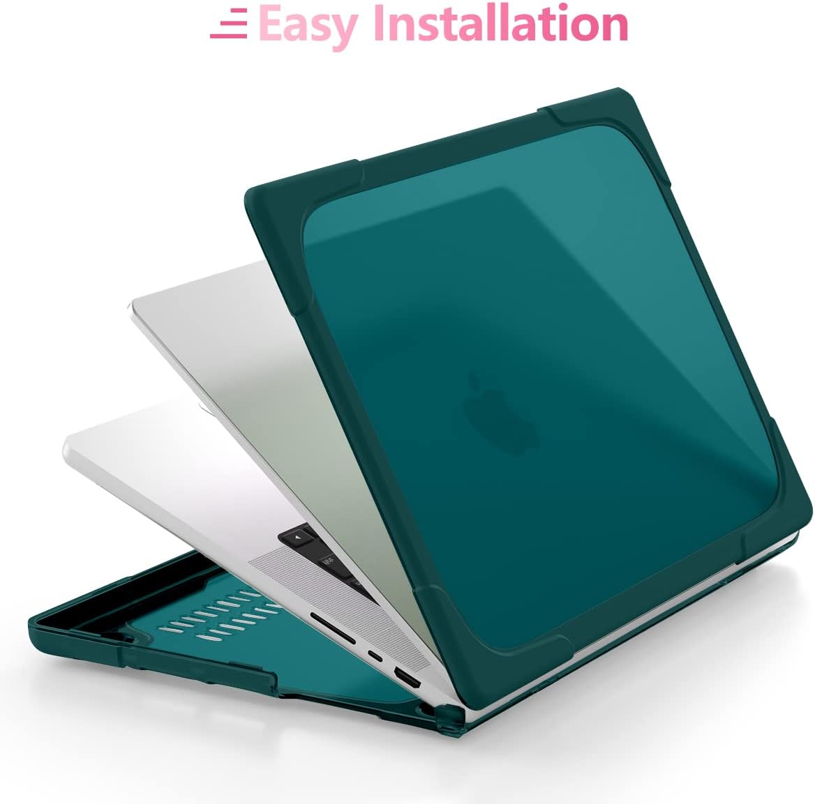 Batianda Compatible with New MacBook Pro 16 inch Case 2024 M4 Chip 2023 2021 Release with M3 M2 Pro Max, Heavy Duty Protective Plastic Hard Shell with Fold Kickstand & Keyboard Cover, Dark Cyan