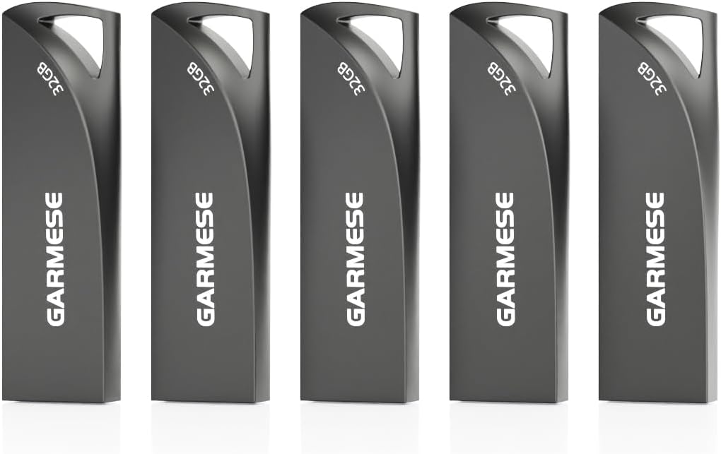 32GB USB 3.0 Flash Drive, 5-Pack Waterproof Metal USB Memory Stick, Slim Thumb Drive Portable Pen Drive with Keychain Hole Stylish Jump Drive for Computer/Car/Smart TV