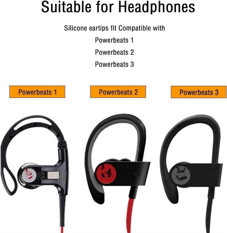 Earbud Replacement Tips Silicone Ear Tips Compatible with Powerbeats 1/2/3 Wireless Beats by Dre Headphones,4 Pairs Earbud Cap