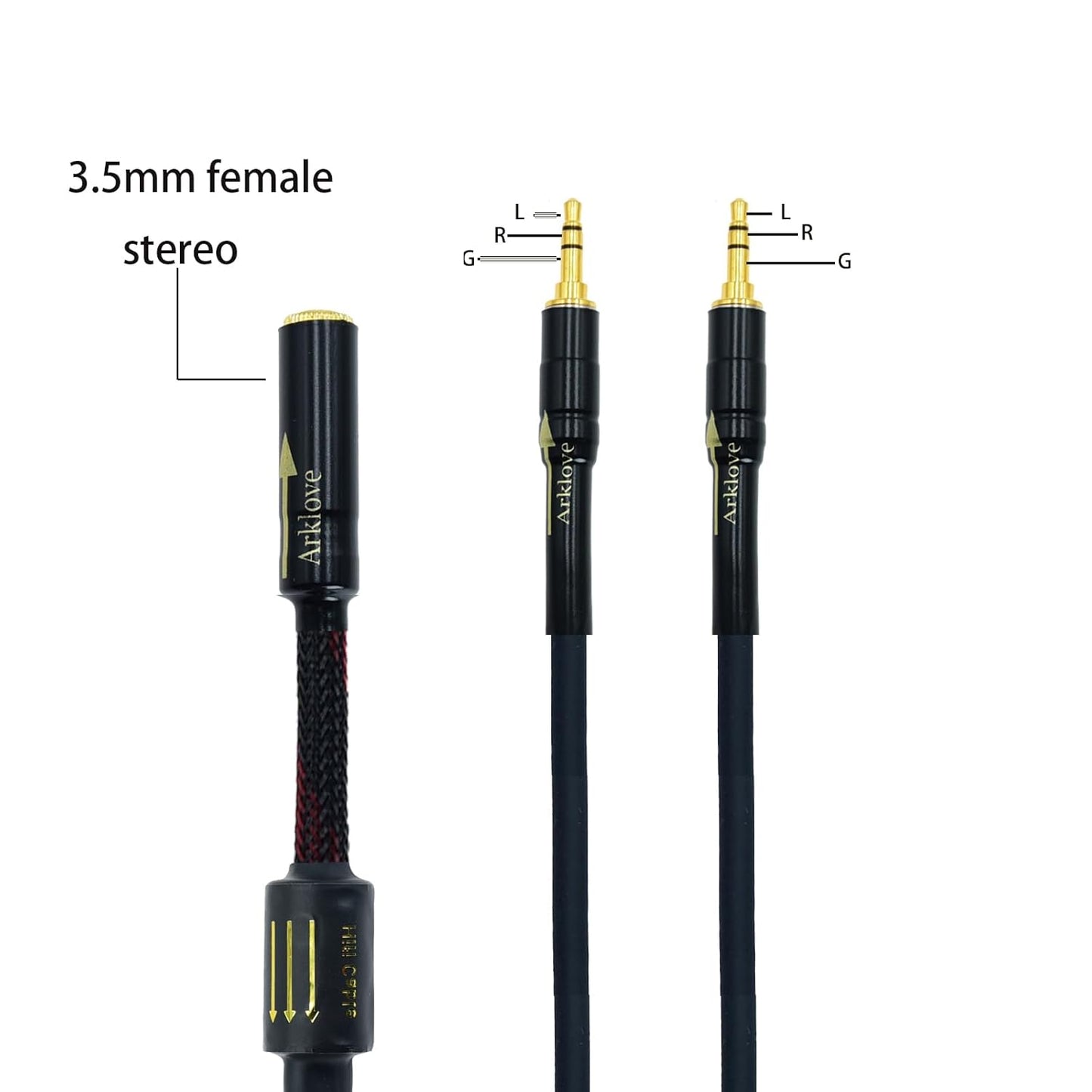 Arklove 10ft Shielded 1/8" aux Input 3.5mm Female to 2X 3.5 Output Splitter Stereo Audio Video Cable Out 3.5 Male to Two 3.5 Male in Dual Speaker Cord 24k Gold Plated