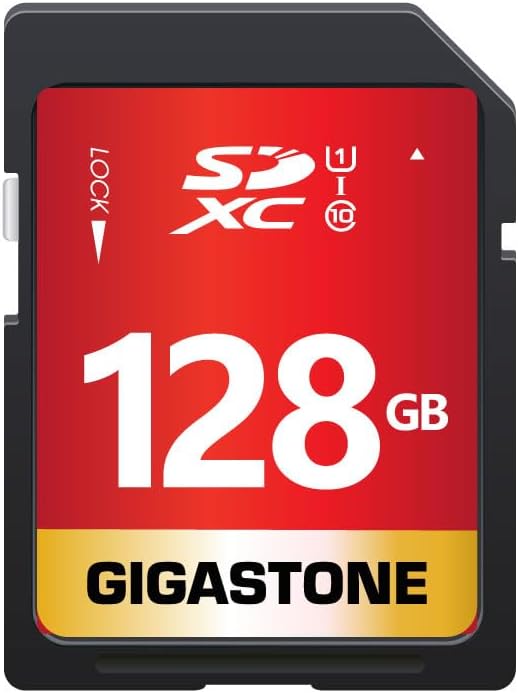 GIGASTONE 128GB SD Card UHS-I U1 Class 10 SDXC Memory Card Full HD Video for Canon Digital Camera, Full-Sized SD Card, with 1 mini case