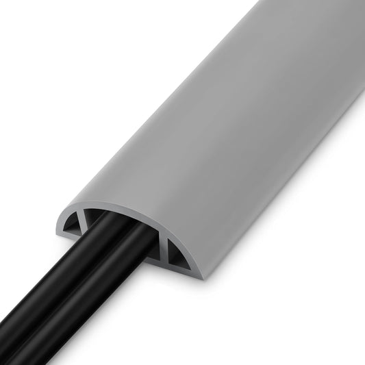 5.5FT Floor Cord Cover, Grey Soft Cable Cover Floor, Large Size Extension Cord Covers for Floor, Power Cord Protector Floor Wire Cover - Cord Channel Diameter: 0.7" (W) x 0.4" (H)