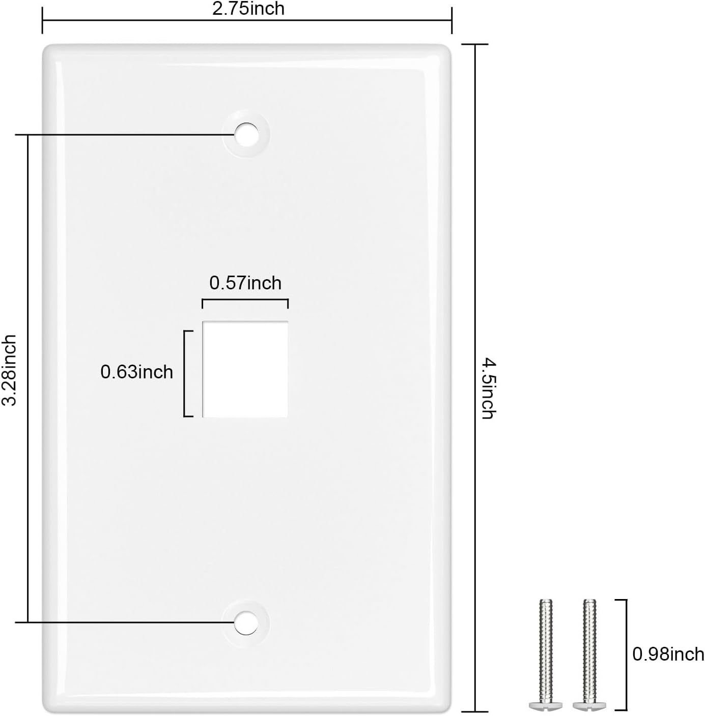 FGB 1-Port Keystone Wall Plate 20-Pack, Low-Profile Single Gang Wall Plates for RJ45, HDMI, and Coax Keystone Inserts, White