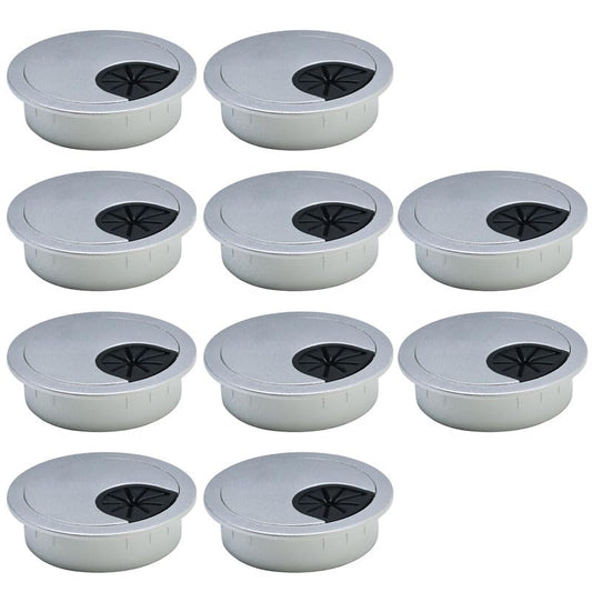 10 Pcs Desk Grommet 2-3/8" / 60 mm, Desk Cord Hole Cover, Cable Grommet ABS Plastic, Desk Hole Grommet for Home & Office Pc, Detachable Cable Cord Organizer-Silver Sand