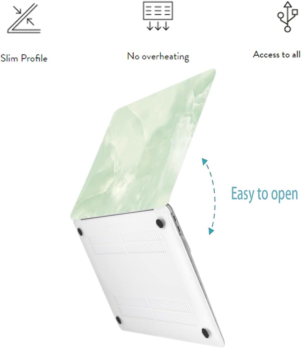 LanBaiLan Compatible for MacBook Pro 13 inch with Touch Bar 2016-2022 Release M1 M2 A2338 A2289 A2251 A2159 A1989 A1706 A1708 Plastic Laptop Protective Case & Keyboard Cover, Matcha Green Marble