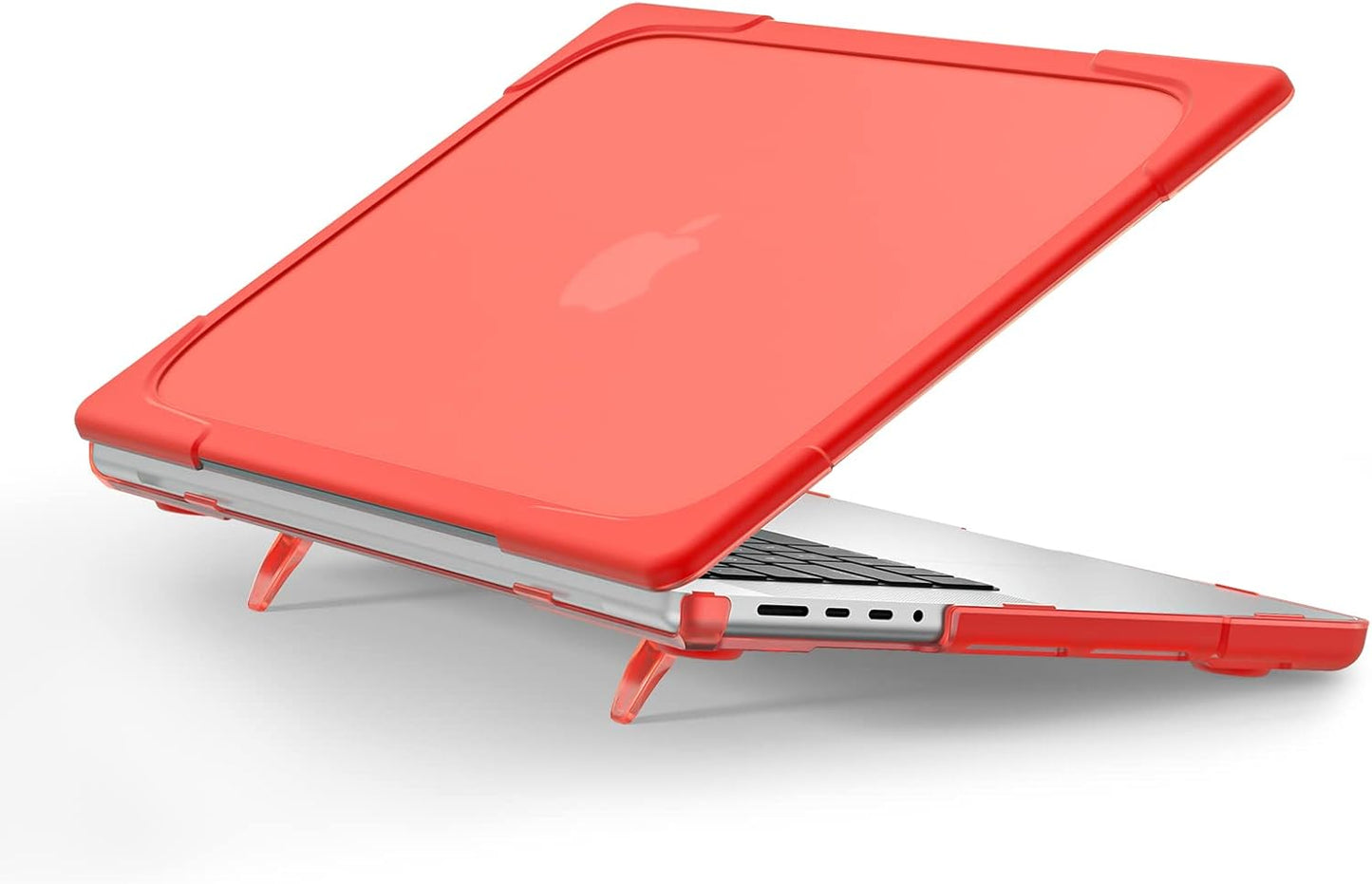 Batianda Compatible with New MacBook Pro 16 inch Case 2024 M4 Chip 2023 2021 Release with M3 M2 Pro Max, Heavy Duty Protective Plastic Hard Shell with Fold Kickstand & Keyboard Cover Protector, Red