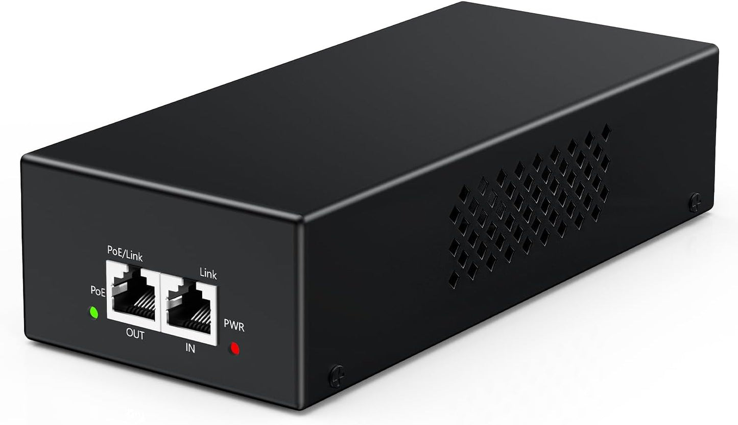 YuanLey Gigabit PoE Injector 90W, 10/100/1000Mbps PoE++ Injector Adapter, IEEE 802.3bt/at/af, Up to 325 Feet, Metal Case Desktop/Wall-Mount, Plug & Play